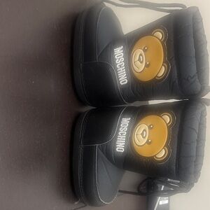 Moschino Kids Black Boots with Bear Design